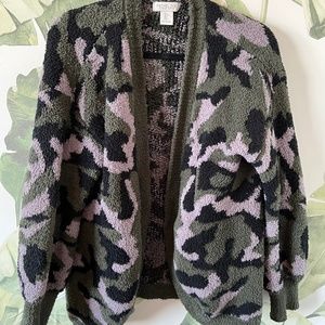 Rachel Zoe Camo Sherpa Cozy Cardigan